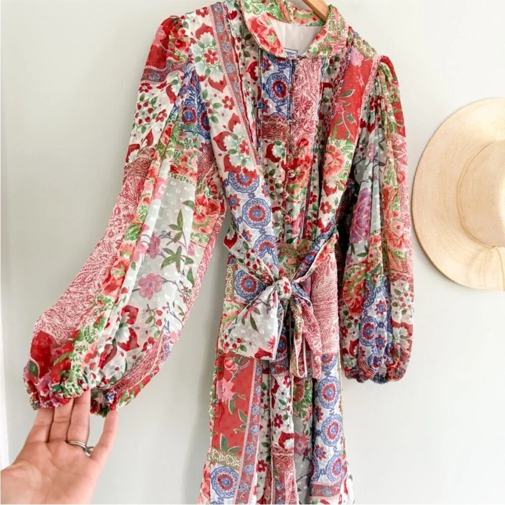 Sue Sartor Boho Floral Tie-Waist Dress - Picture 2 of 9